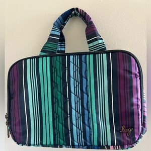 Lug Flatbed Deluxe Cosmetic Bag. Colorful Striped with tons of room. Used 2x